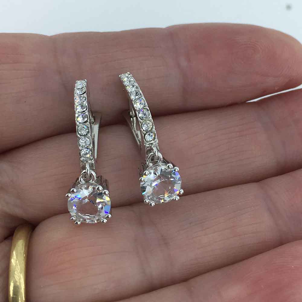 jewellery earrings silver crystals huggiesilver crystal huggie earrings for women bridal