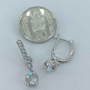 jewellery earrings silver crystals huggie