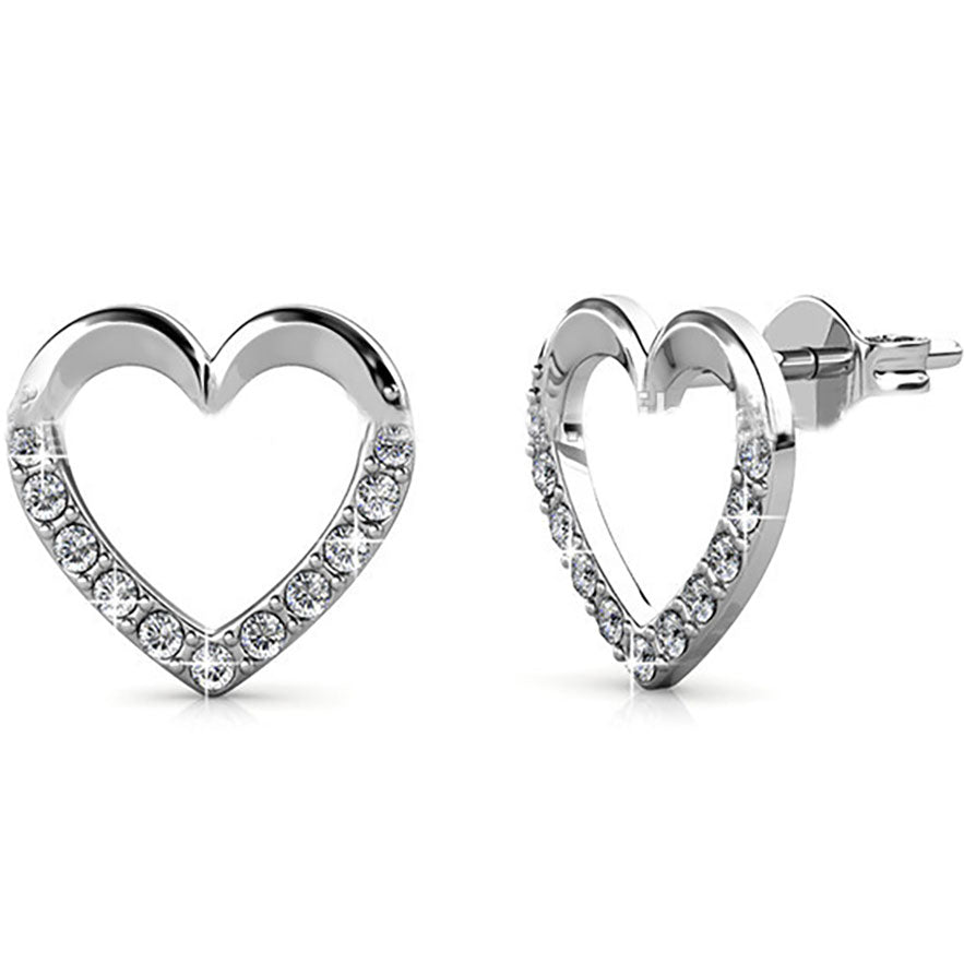 frenelle Jewellery silver heart crystal earrings