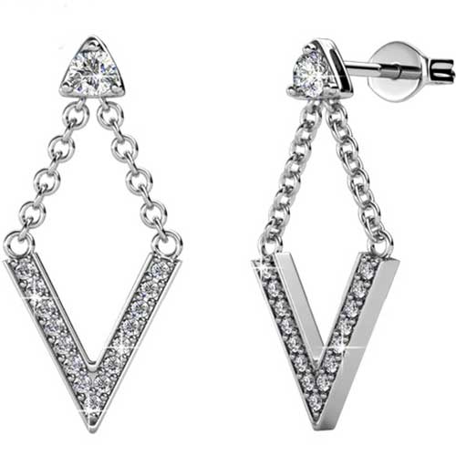 crystal silver drop earrings