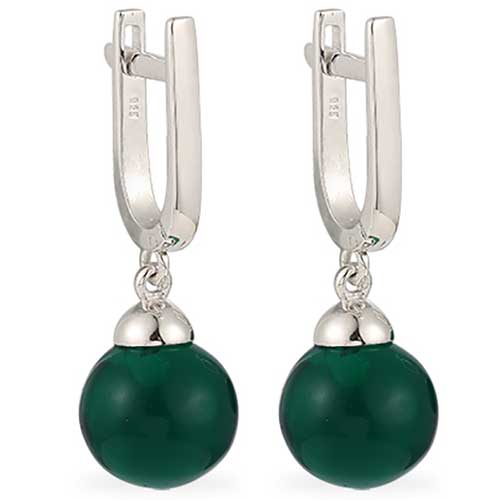 925 Sterling Silver Huggie Earrings "Gwyneth" (Green)