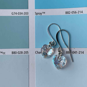 pale blue crystal silver earring for women