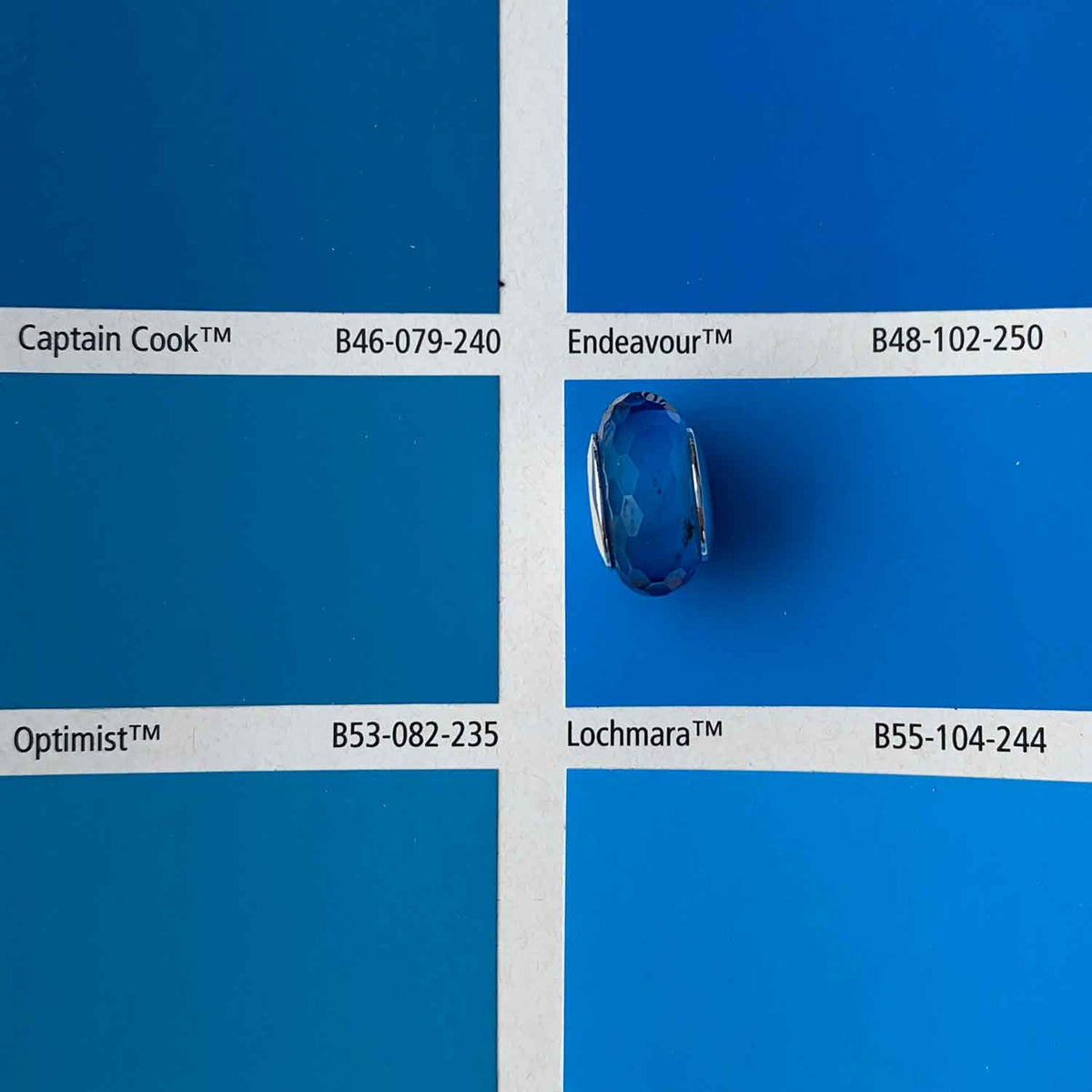 frenelle jewellery Silver Facetted Murano Charm Bead (Blue)