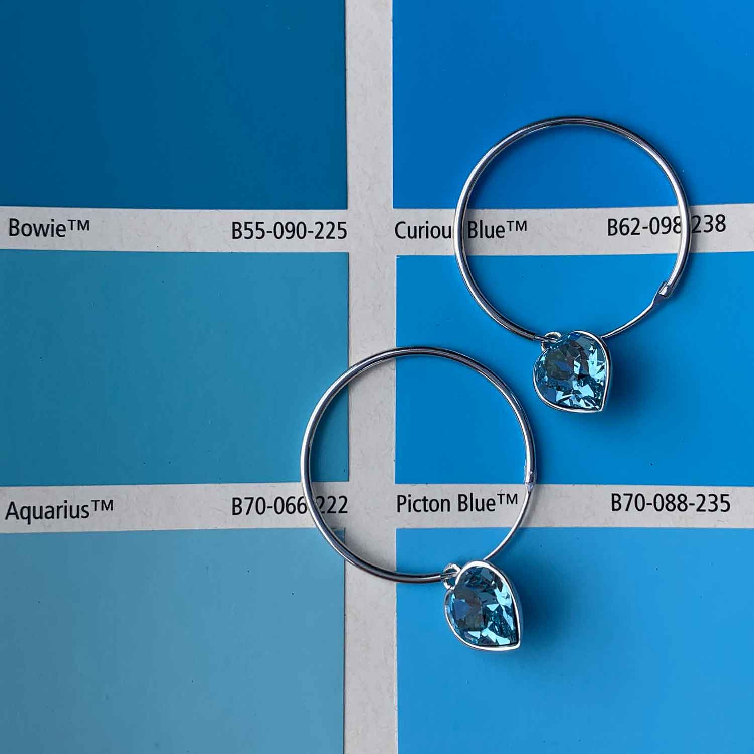 frenelle jewellery earrings silver hoop blue heart