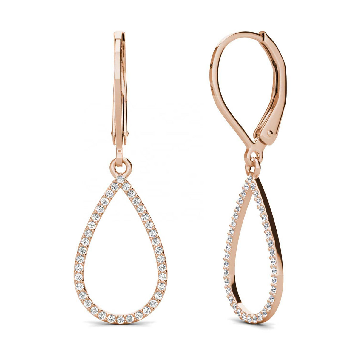 rose gold crystal drop earrings for women gift