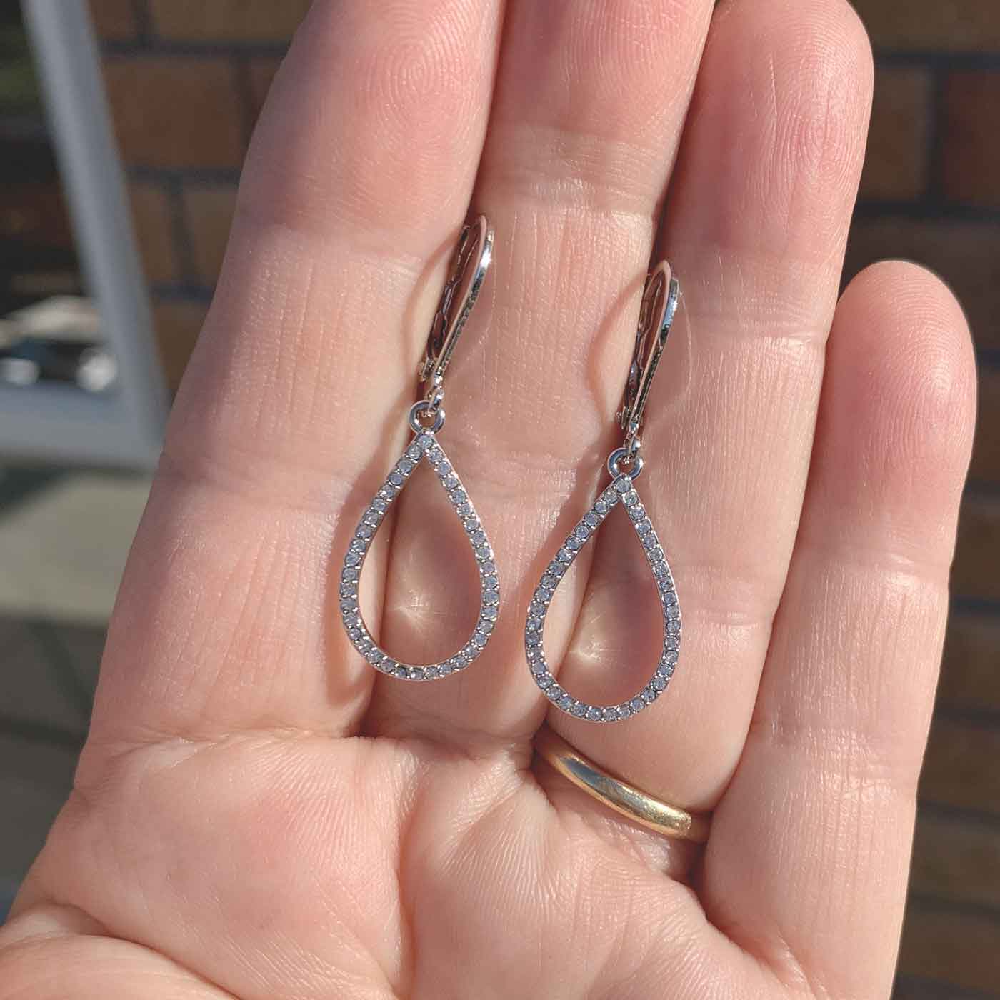 gold hoop dangle crystal earrings for women