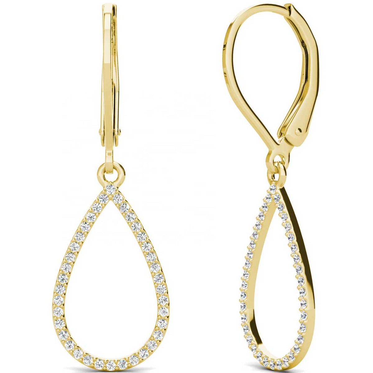 gold hoop dangle crystal earrings for women