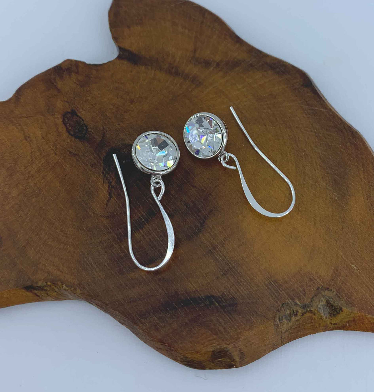 silver crystal drop earrings for women bridal