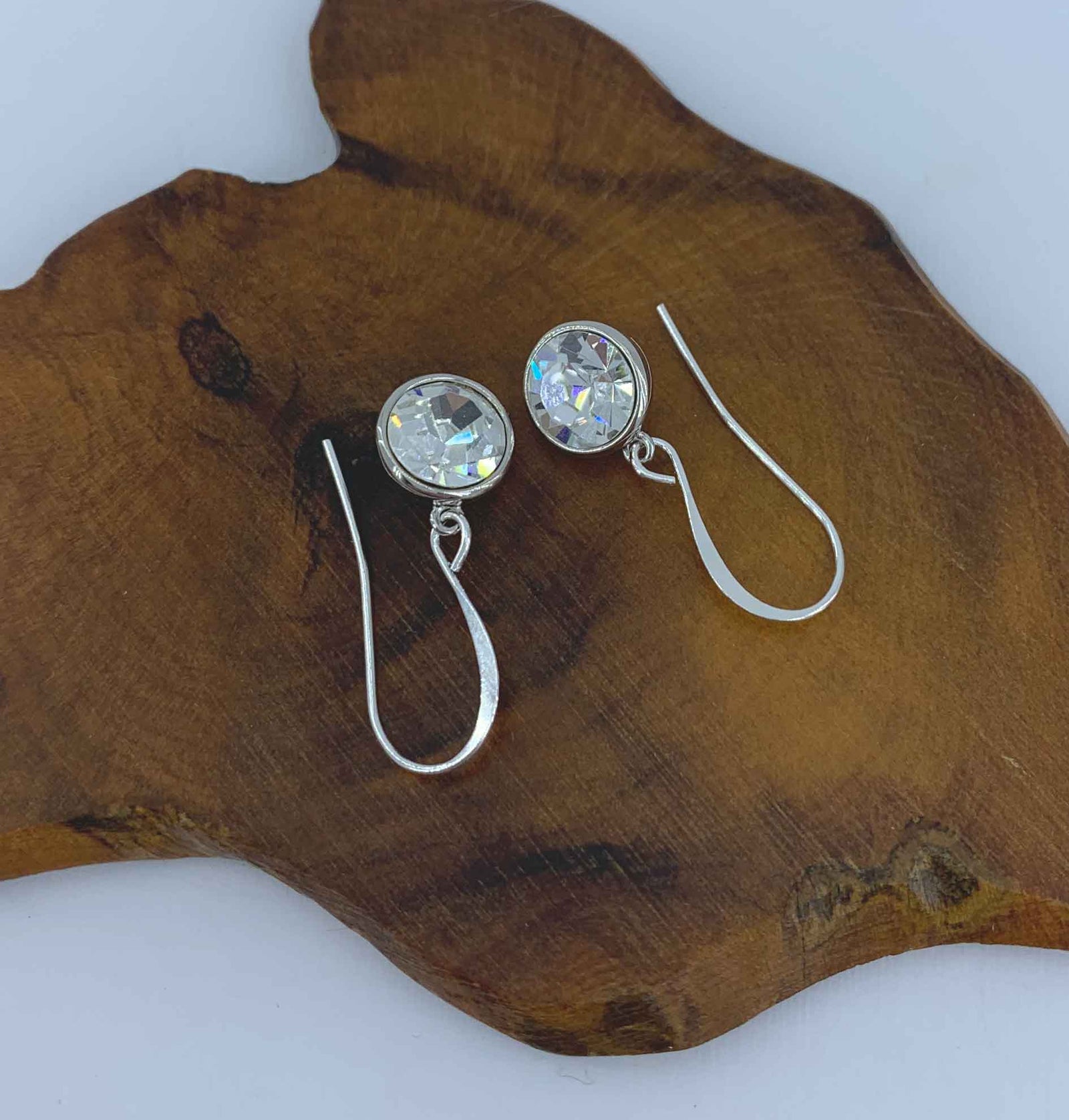 silver crystal drop earrings for women bridal