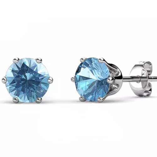 aqua crystal stud earrings for women