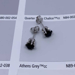 black crystal silver stud earrings resene