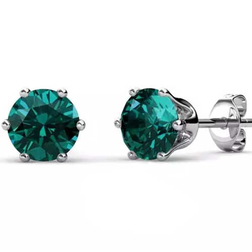 emerald crystal silver stud earrings jewellery