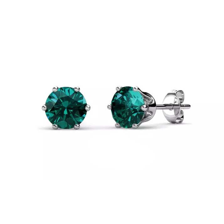 emerald crystal silver stud earrings jewellery