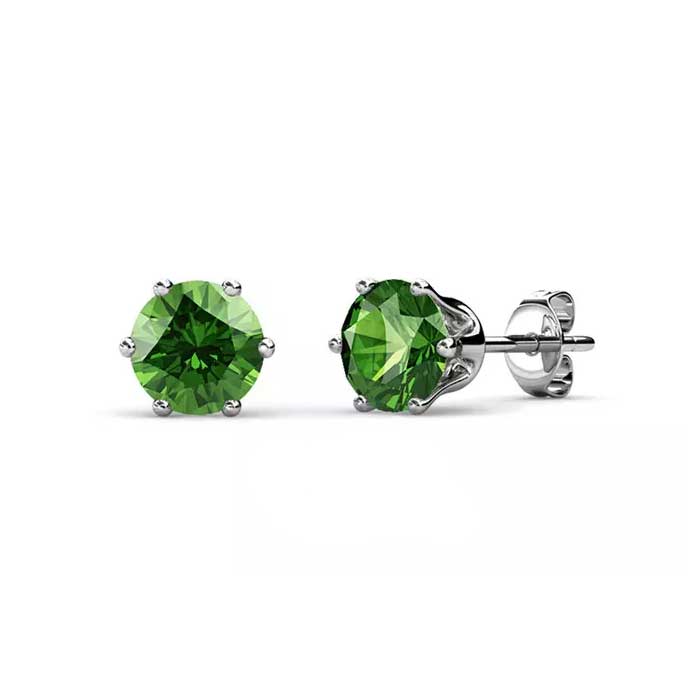peridot green crystal stud earrings