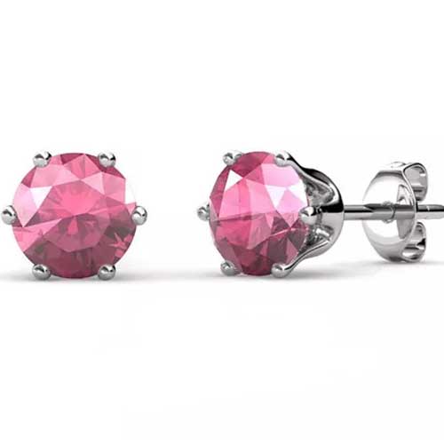 pink crystal stud earring for women girls