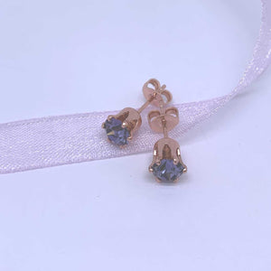 amethyst stud crystal earrings rose gold