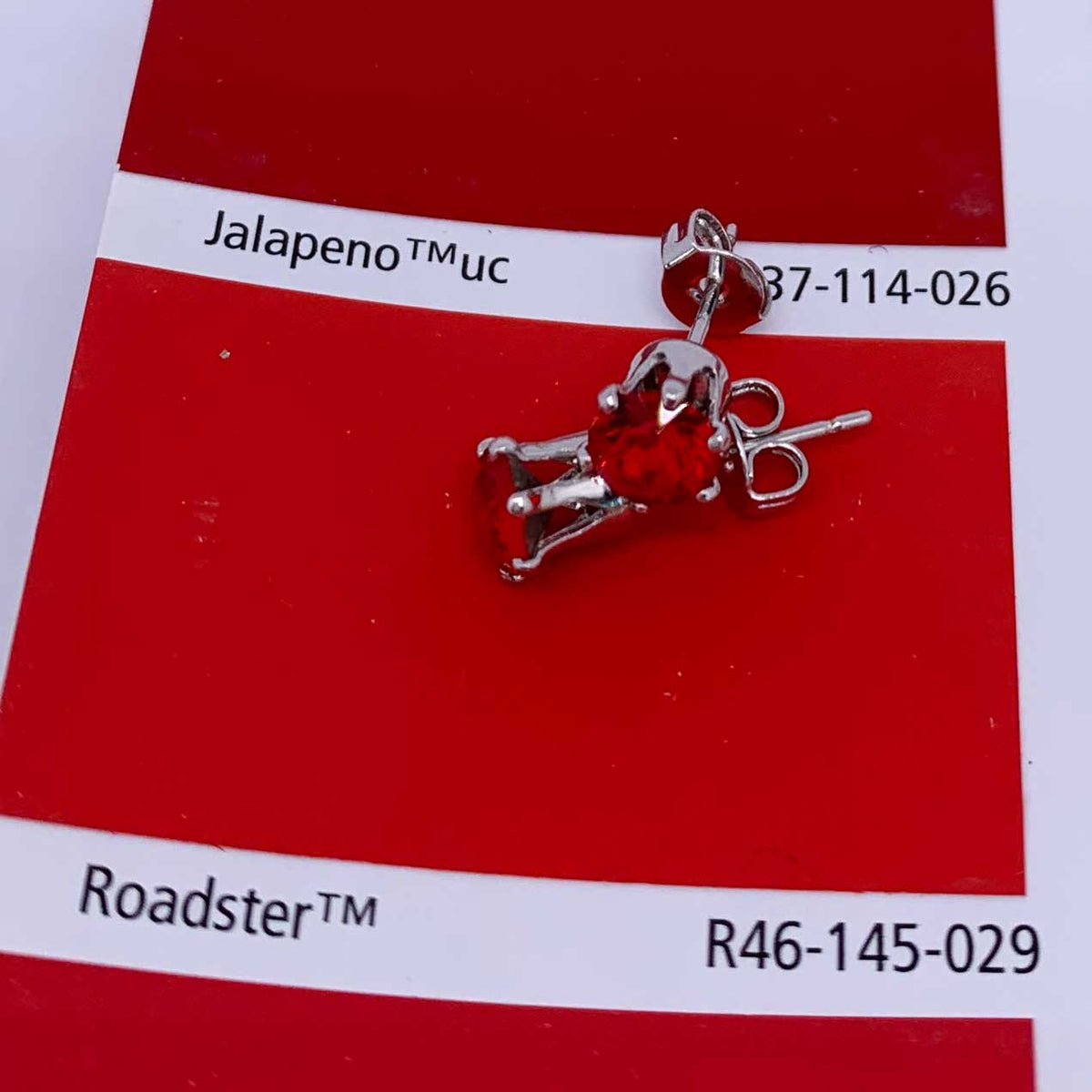 red and silver stud earrings jewellery