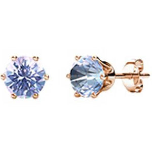 rose gold pale blue stud earrings crystal