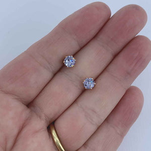 rose gold pale blue stud earrings crystal