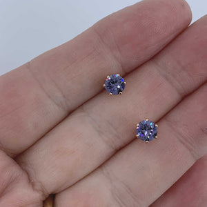 amethyst stud crystal earrings rose gold