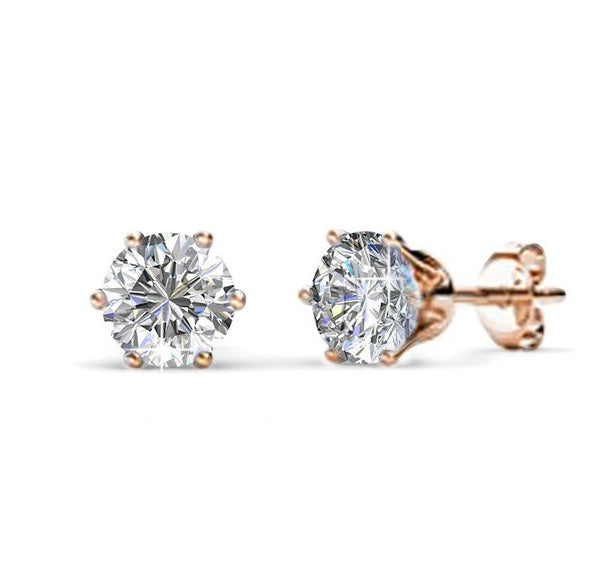 rose gold stud crystal earrings