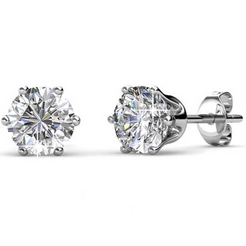 18K White Gold Crystal Stud Earrings "Alexandra" (Crystal)