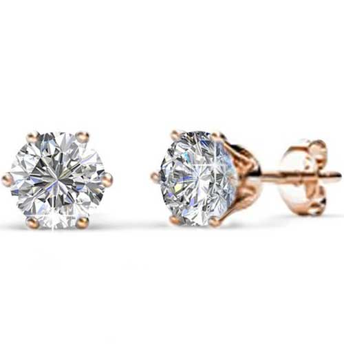 rose gold stud crystal earrings