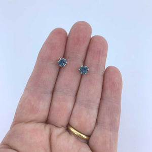 teal crystal stud silver earrings