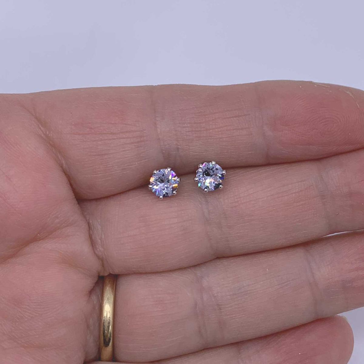 blue crystal stud silver earrings