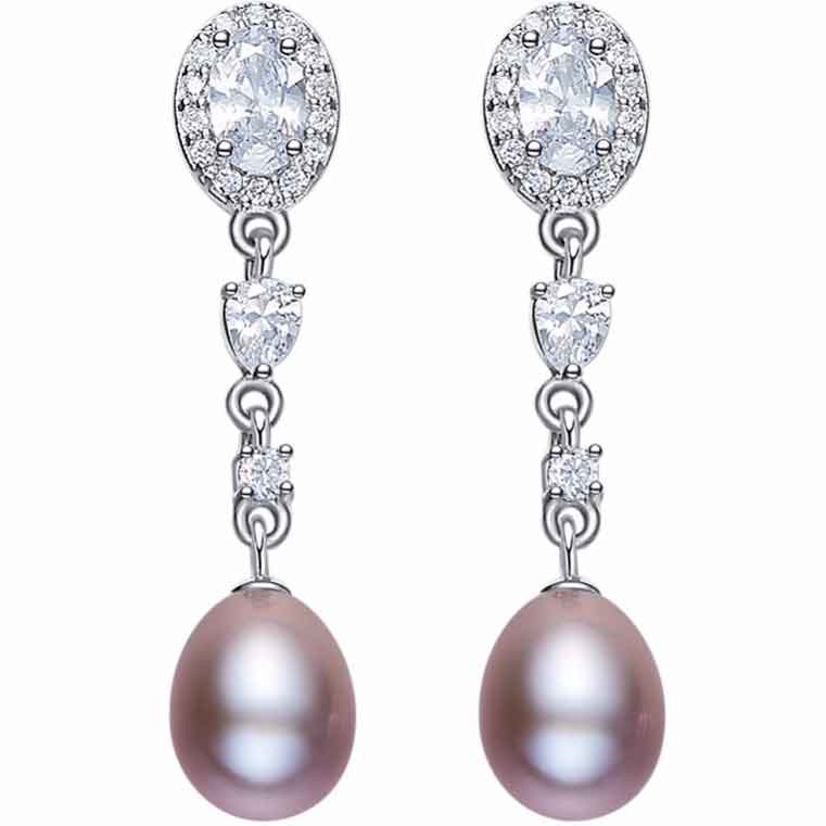 pearl crystal drop earrings for women