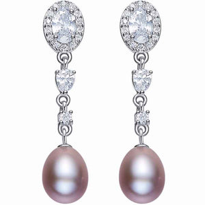 pearl crystal drop earrings for women
