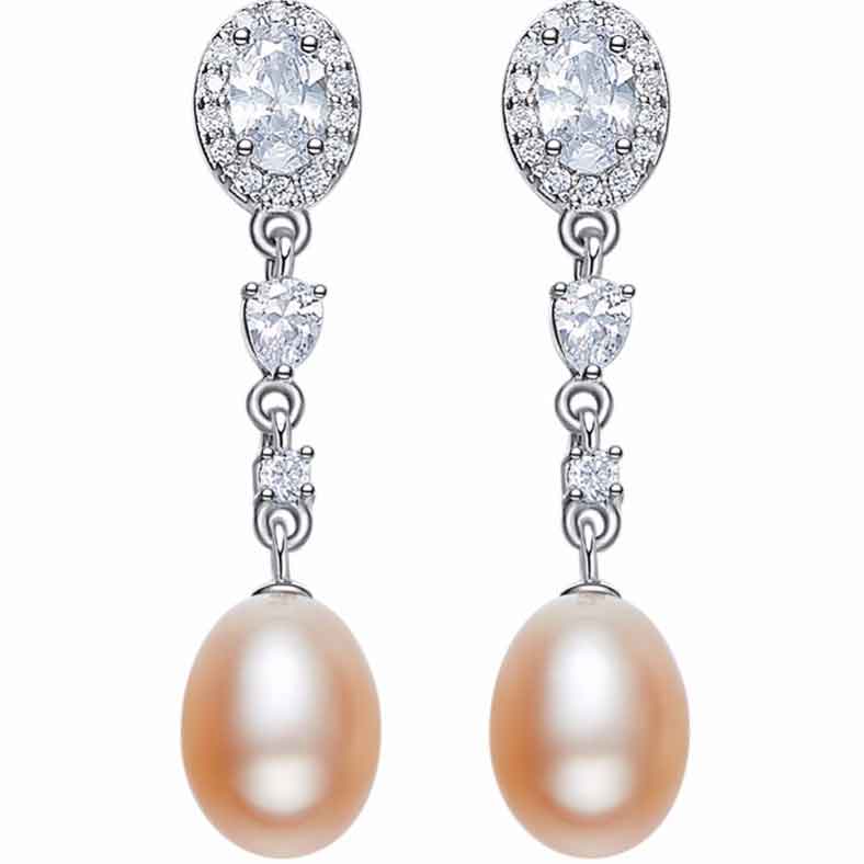 crystal pearl drop earrings for women
