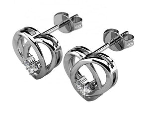 silver heart premium crystal stud earrings bridal women