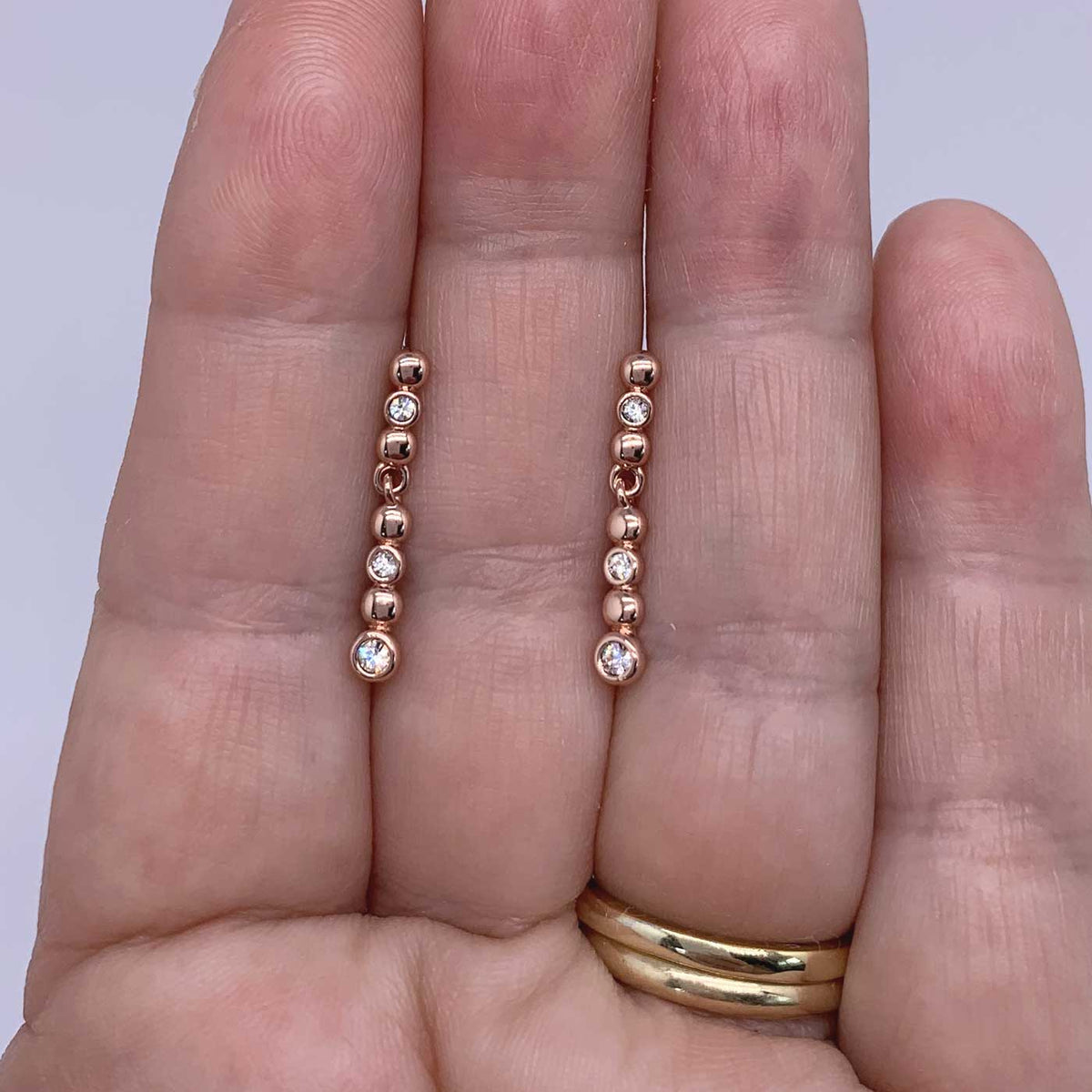rose gold crystal dangle earrings