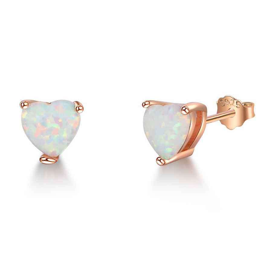 Rose gold opal deals stud earrings