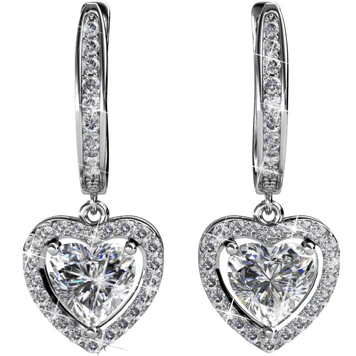 crystal heart dangle earrings jewellery women nz