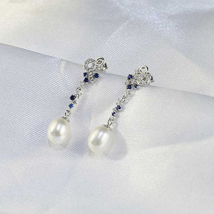 pearl crystal drop earrings wedding women