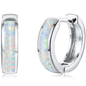 opal silver huggie earrings nz