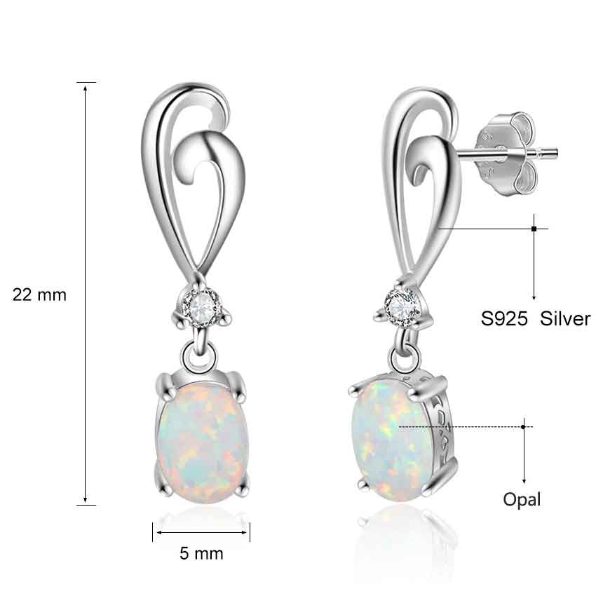 silver white opal drop earrings jewelery