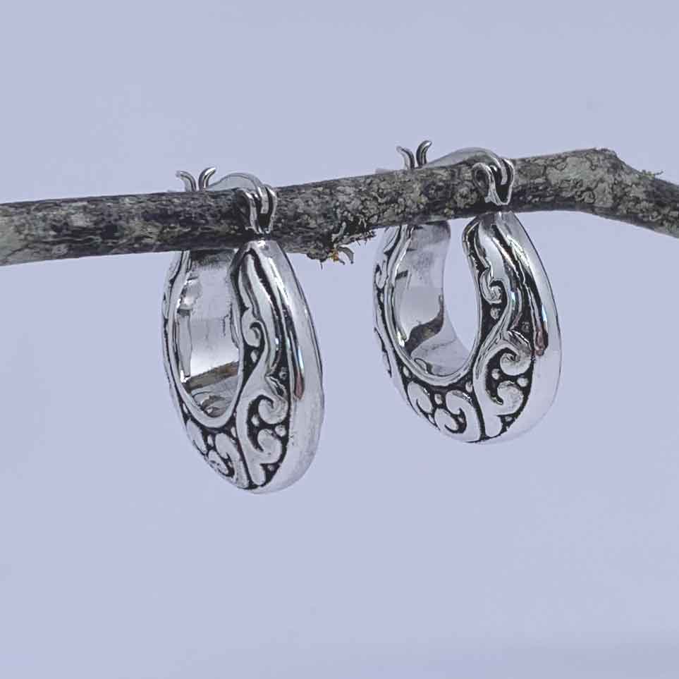 silver koru hoop earrings gift