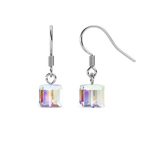 crystal cube silver earring jewellery
