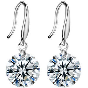 silver crystal drop earrings