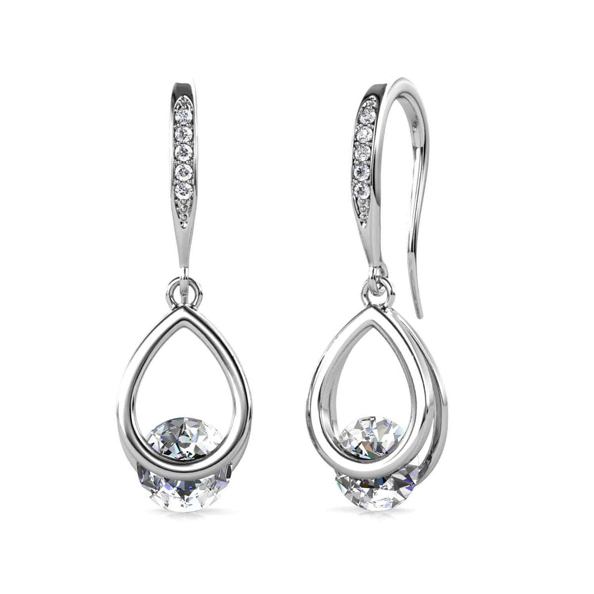 silver crystal drop earrings bridal wedding nz