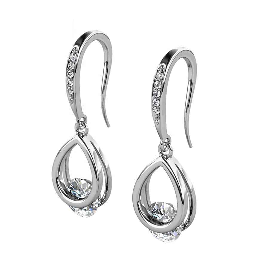 silver crystal drop earrings bridal wedding nz
