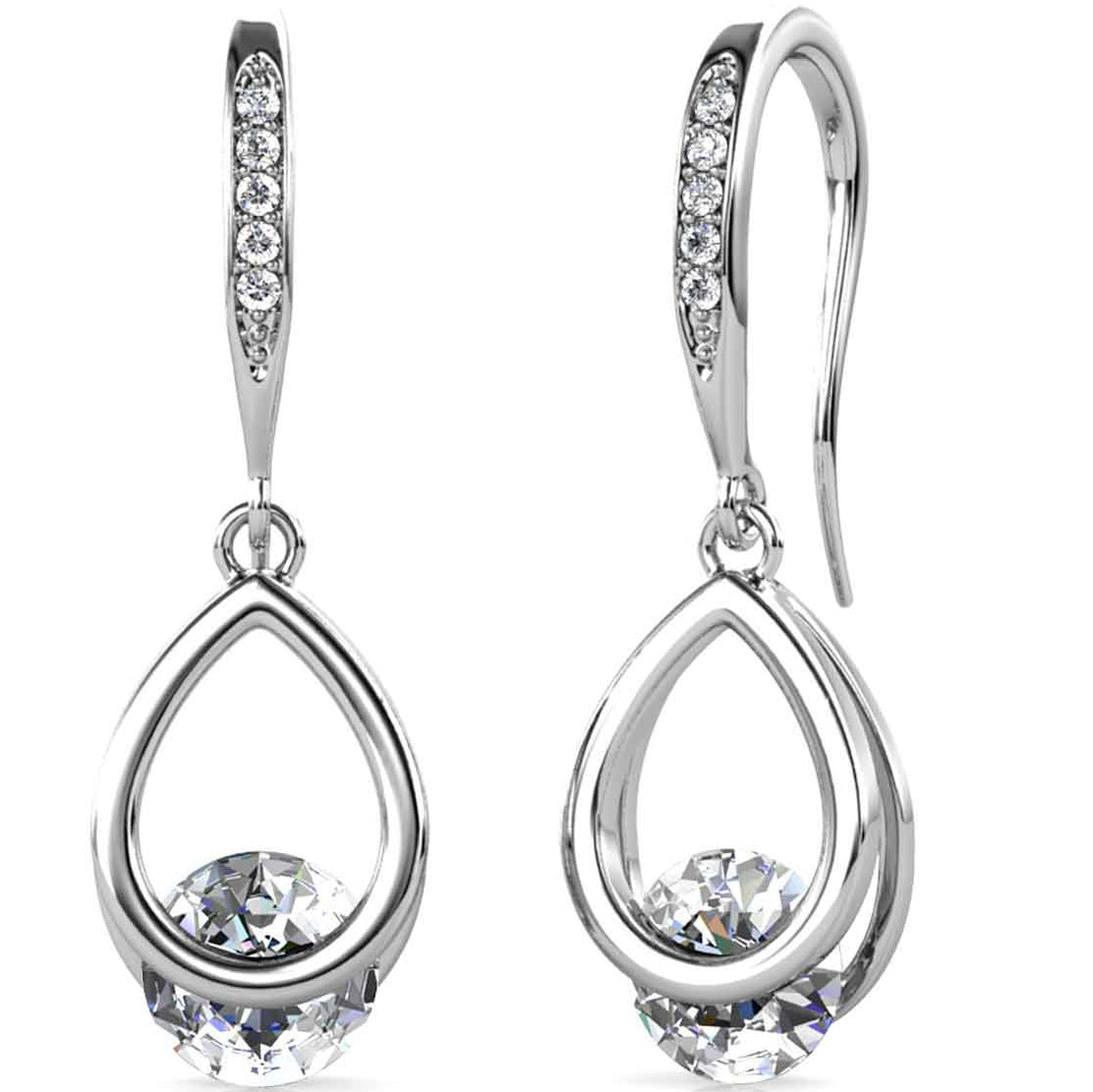silver crystal drop earrings bridal wedding nz
