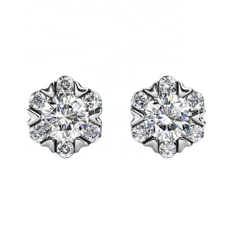 silver crystal stud earrings jewellery men women