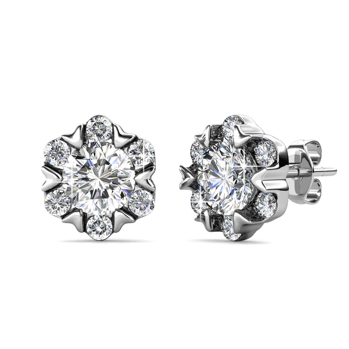 silver crystal stud earrings jewellery men women
