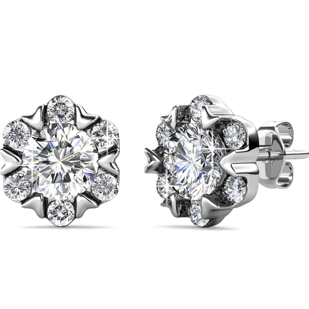 silver crystal stud earrings jewellery men women