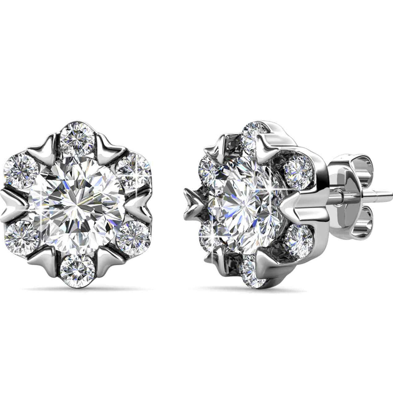 silver crystal stud earrings jewellery men women