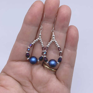 blue pearl silver earrings blue pearls